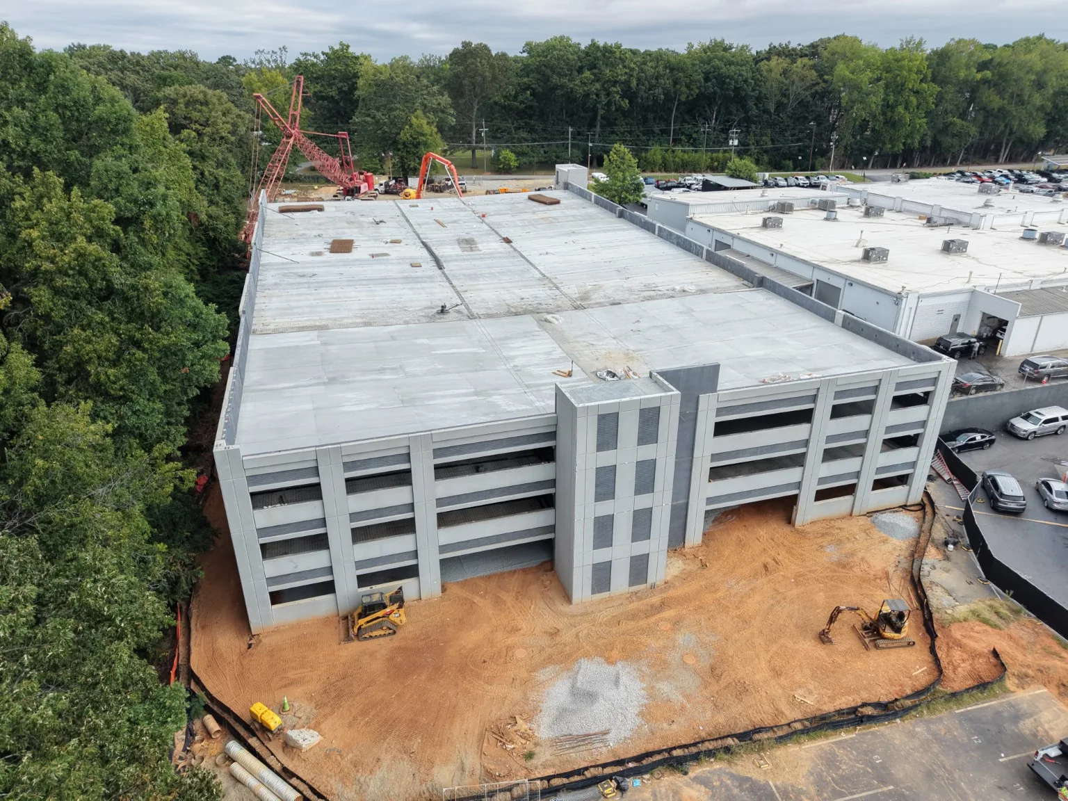 Aerial view of a commercial construction project